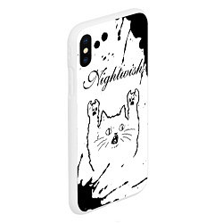 Чехол iPhone XS Max матовый Nightwish рок кот на светлом фоне, цвет: 3D-белый — фото 2