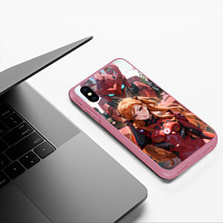 Чехол iPhone XS Max матовый Аска Ленгли и робот, цвет: 3D-малиновый — фото 2