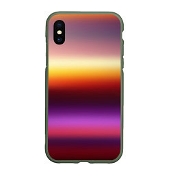 Чехол iPhone XS Max матовый Закат, абстрактные полосы с размытием, цвет: 3D-темно-зеленый