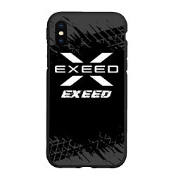 Чехол iPhone XS Max матовый Exeed speed на темном фоне со следами шин