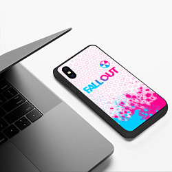 Чехол iPhone XS Max матовый Fallout neon gradient style: символ сверху, цвет: 3D-черный — фото 2