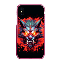Чехол iPhone XS Max матовый Кровожадный волк: Lupus pilum mutat, non mentem, цвет: 3D-малиновый