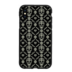 Чехол iPhone XS Max матовый Узор с черепами Pattern with skulls