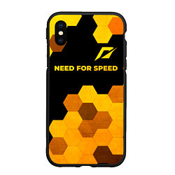 Чехол iPhone XS Max матовый Need for Speed - gold gradient: символ сверху, цвет: 3D-черный