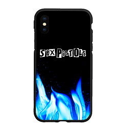 Чехол iPhone XS Max матовый Sex Pistols blue fire