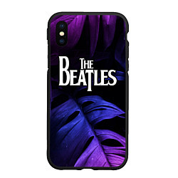 Чехол iPhone XS Max матовый The Beatles neon monstera, цвет: 3D-черный