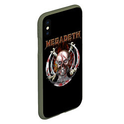 Чехол iPhone XS Max матовый Megadeth - боевой череп, цвет: 3D-темно-зеленый — фото 2