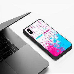 Чехол iPhone XS Max матовый Akame ga Kill neon gradient style: символ сверху, цвет: 3D-черный — фото 2