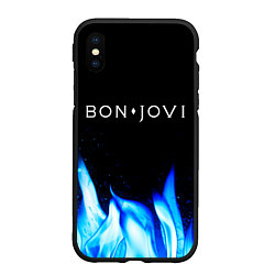 Чехол iPhone XS Max матовый Bon Jovi blue fire, цвет: 3D-черный