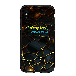Чехол iPhone XS Max матовый Cyberpunk 2077 phantom liberty gold abstract, цвет: 3D-черный