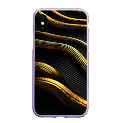 Чехол iPhone XS Max матовый Золотистые волны абстракция, цвет: 3D-светло-сиреневый