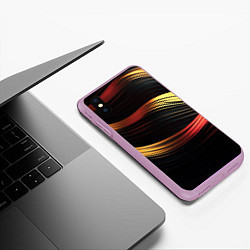 Чехол iPhone XS Max матовый Золотистые линии абстракт, цвет: 3D-сиреневый — фото 2