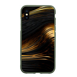 Чехол iPhone XS Max матовый Black gold waves