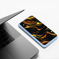 Чехол iPhone XS Max матовый Gold waves, цвет: 3D-голубой — фото 2