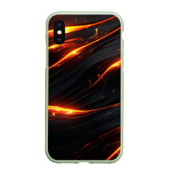 Чехол iPhone XS Max матовый Золотые волны со свечением