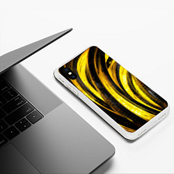 Чехол iPhone XS Max матовый Черные и золотые линии, цвет: 3D-белый — фото 2