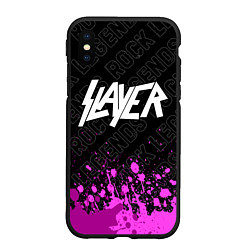 Чехол iPhone XS Max матовый Slayer rock legends: символ сверху