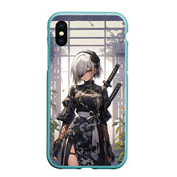 Чехол iPhone XS Max матовый Nier automata девушка с мечами