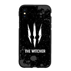 Чехол iPhone XS Max матовый The Witcher glitch на темном фоне, цвет: 3D-черный