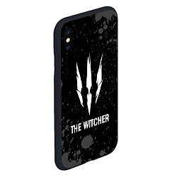 Чехол iPhone XS Max матовый The Witcher glitch на темном фоне, цвет: 3D-черный — фото 2