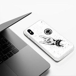 Чехол iPhone XS Max матовый The Offspring и рок символ, цвет: 3D-белый — фото 2