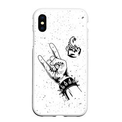 Чехол iPhone XS Max матовый Scorpions и рок символ, цвет: 3D-белый
