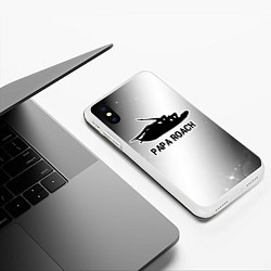 Чехол iPhone XS Max матовый Papa Roach glitch на светлом фоне, цвет: 3D-белый — фото 2