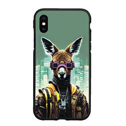 Чехол iPhone XS Max матовый Cool kangaroo - cyberpunk