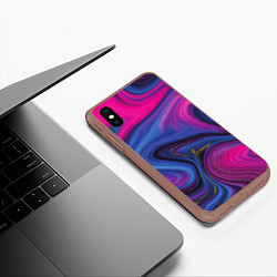 Чехол iPhone XS Max матовый Pink blue style, цвет: 3D-коричневый — фото 2