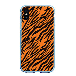 Чехол iPhone XS Max матовый Полоски тигра - tiger, цвет: 3D-голубой