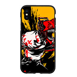 Чехол iPhone XS Max матовый Человек бензопила chainsaw man