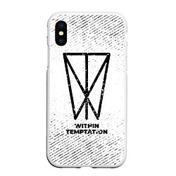 Чехол iPhone XS Max матовый Within Temptation с потертостями на светлом фоне, цвет: 3D-белый