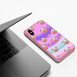 Чехол iPhone XS Max матовый Узор с Клоунами, цвет: 3D-малиновый — фото 2