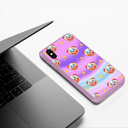 Чехол iPhone XS Max матовый Узор с Клоунами, цвет: 3D-сиреневый — фото 2