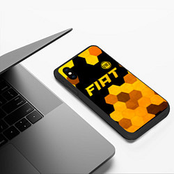 Чехол iPhone XS Max матовый Fiat - gold gradient: символ сверху, цвет: 3D-черный — фото 2