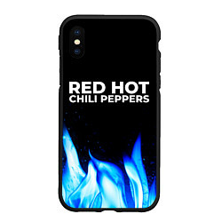 Чехол iPhone XS Max матовый Red Hot Chili Peppers blue fire, цвет: 3D-черный