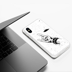 Чехол iPhone XS Max матовый Papa Roach и рок символ, цвет: 3D-белый — фото 2