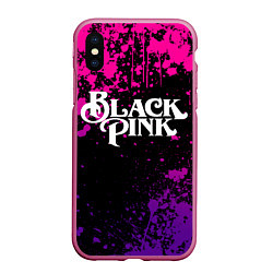 Чехол iPhone XS Max матовый Blackpink - neon, цвет: 3D-малиновый