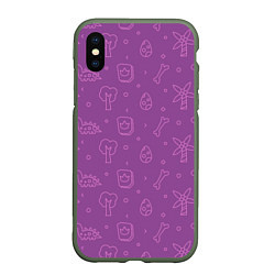 Чехол iPhone XS Max матовый Violet dinosaurs