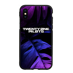 Чехол iPhone XS Max матовый Twenty One Pilots neon monstera, цвет: 3D-черный