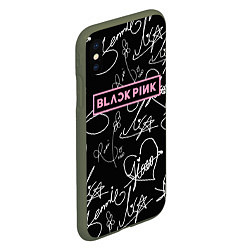 Чехол iPhone XS Max матовый Blackpink - автографы, цвет: 3D-темно-зеленый — фото 2