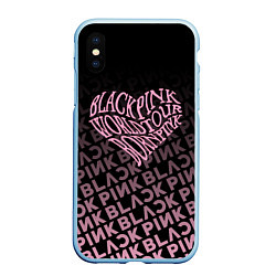 Чехол iPhone XS Max матовый Блэкпинк - сердце, цвет: 3D-голубой