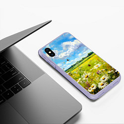 Чехол iPhone XS Max матовый Россия - летнее цветочное поле, цвет: 3D-светло-сиреневый — фото 2