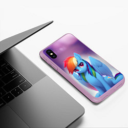Чехол iPhone XS Max матовый Пони Рейнбоу Дэш, цвет: 3D-сиреневый — фото 2