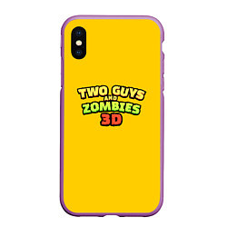 Чехол iPhone XS Max матовый Two Guys & Zombies 3D - Лого на желтом