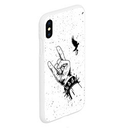 Чехол iPhone XS Max матовый Hollywood Undead и рок символ, цвет: 3D-белый — фото 2