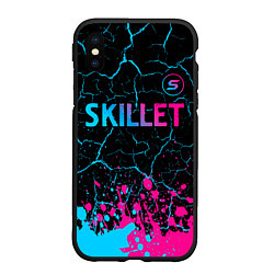 Чехол iPhone XS Max матовый Skillet - neon gradient: символ сверху