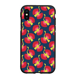 Чехол iPhone XS Max матовый Тропические птицы, цвет: 3D-черный