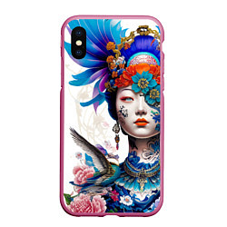 Чехол iPhone XS Max матовый Japanese girl - irezumi - tattoo