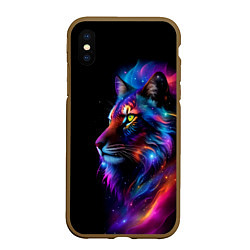 Чехол iPhone XS Max матовый Лев в космосе и звезды